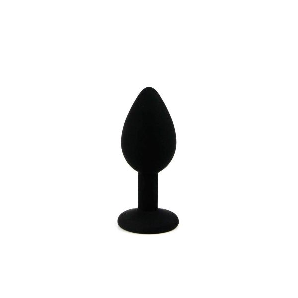 PLUG ANAL DE SILICONE PEQUENO COM JOIA PRETO CANDY LUST - Image 2