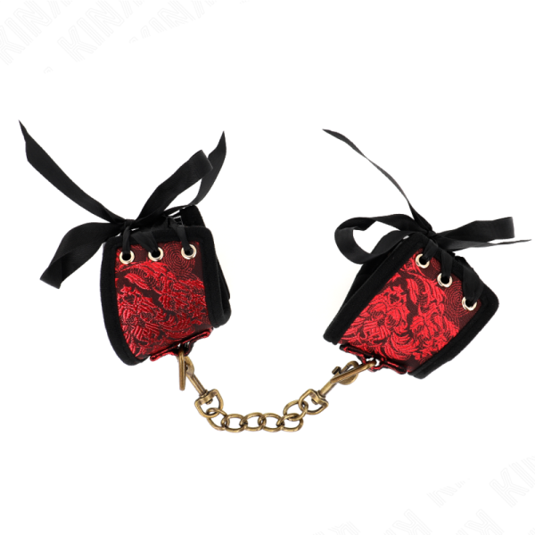 KINK - ALMOFADAS DE PULSO SCANDAL VERMELHO-PRETO DETALHES DE RENDA 24,5 CM X 6,5 CM - Image 2