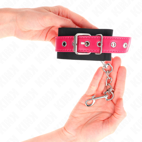 ALGEMAS DE NYLON E COURO COR DE ROSA (19-29 CM X 5,1 CM) - Image 3
