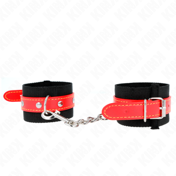 ALGEMAS DE NYLON COM COURO VERMELHO (19-24 CM X 5,5 CM)