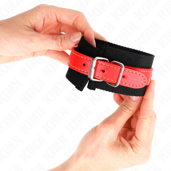 ALGEMAS DE NYLON COM COURO VERMELHO (19-24 CM X 5,5 CM) - Image 3