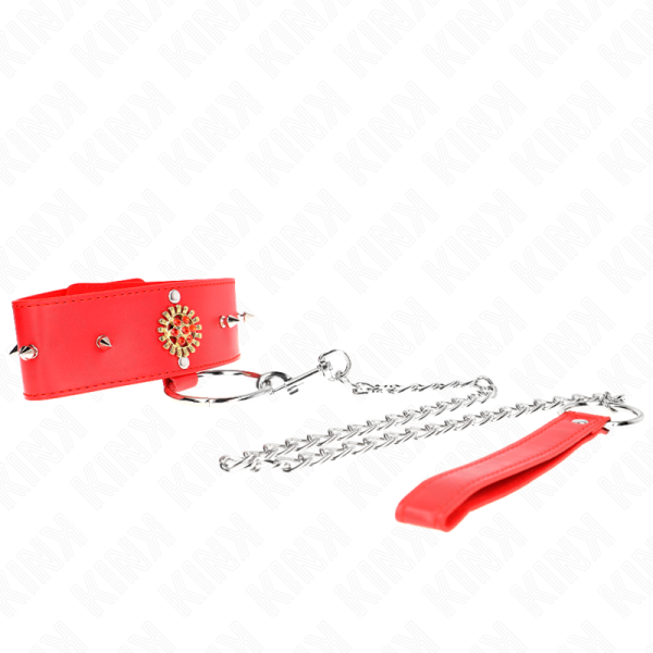 COLAR DE PORMENOR VERMELHO E TRELA (65 CM + 35-51 CM X 7 CM)